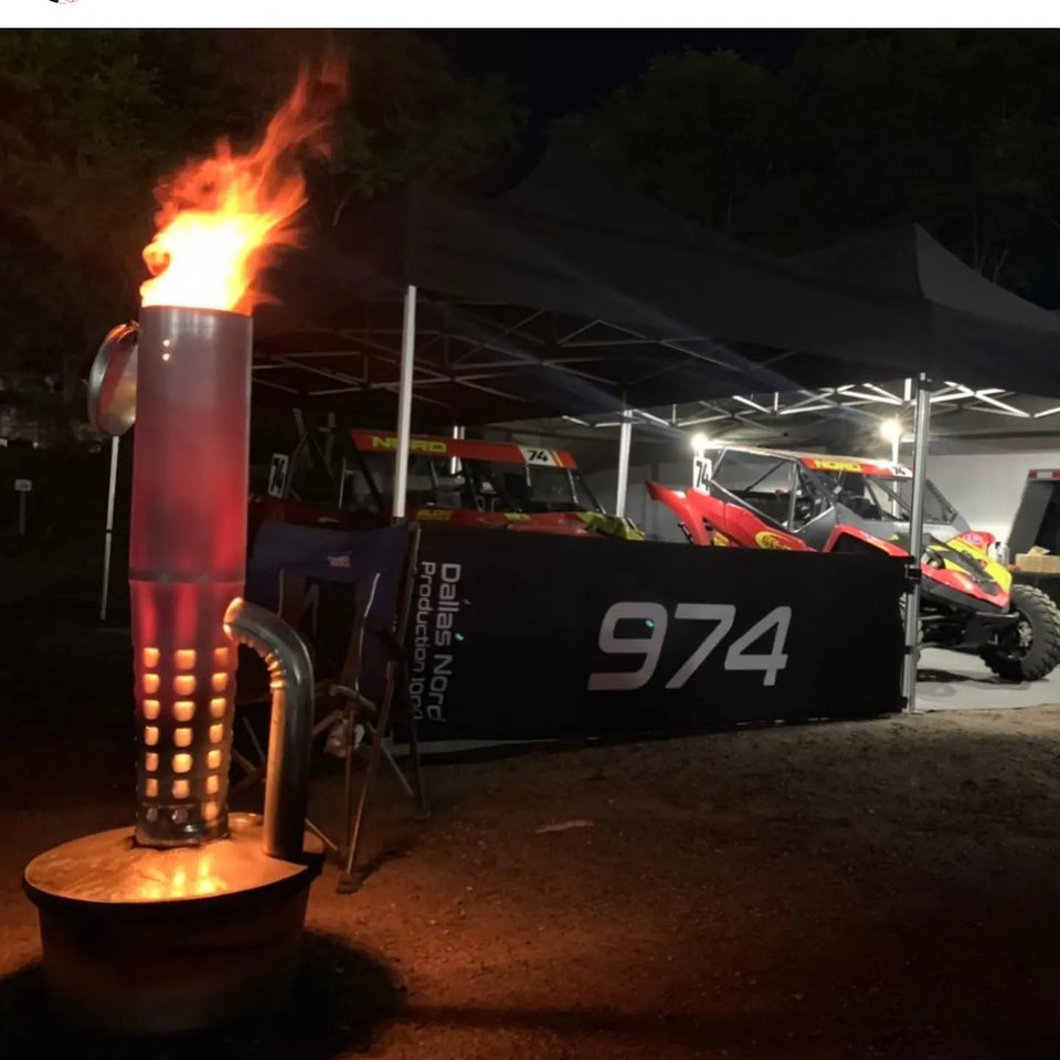 Heating up the pits at the race track with a diesel heater smudge pot. Great for track days and race weekends