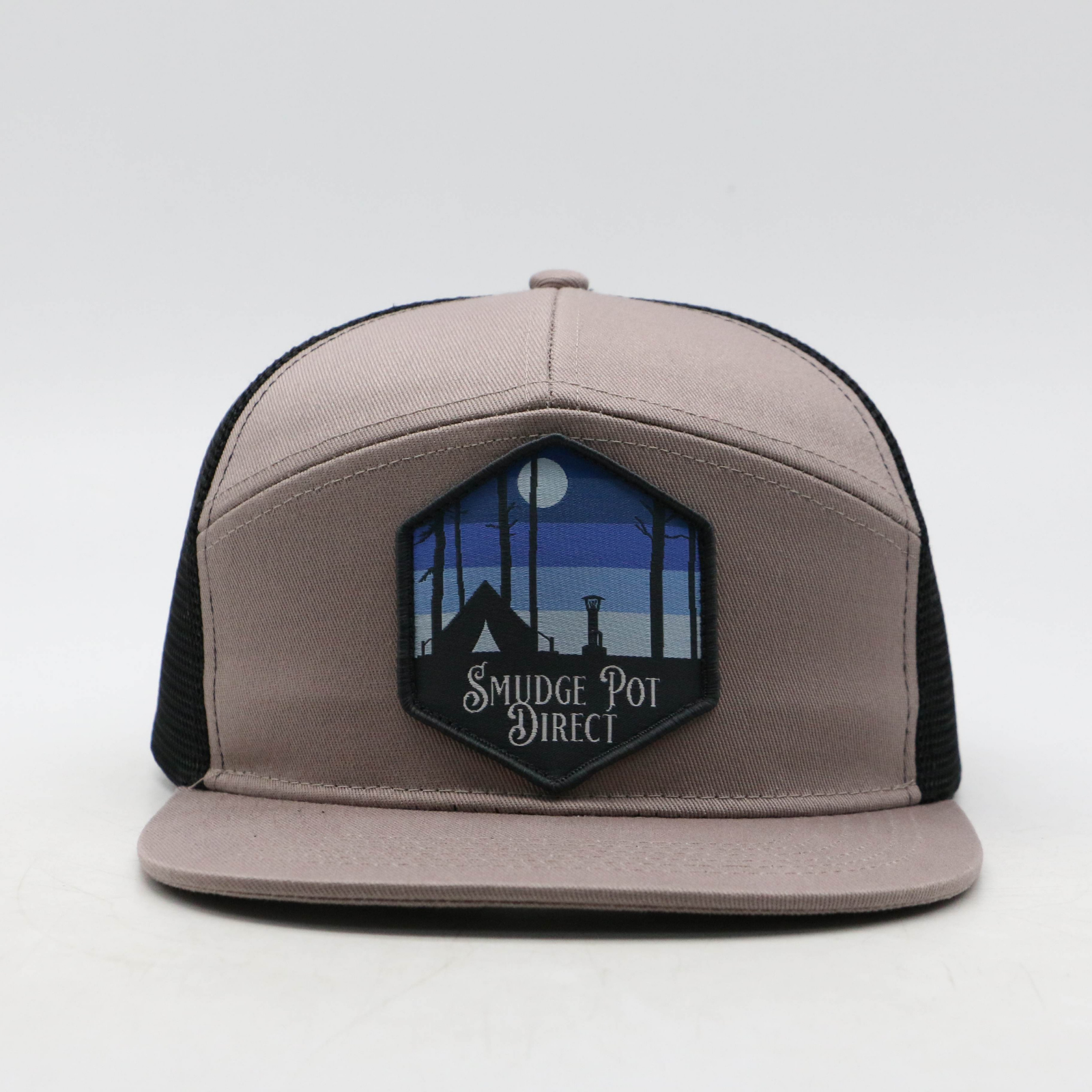 Blue Camping Patch-7 Panel Trucker Hat