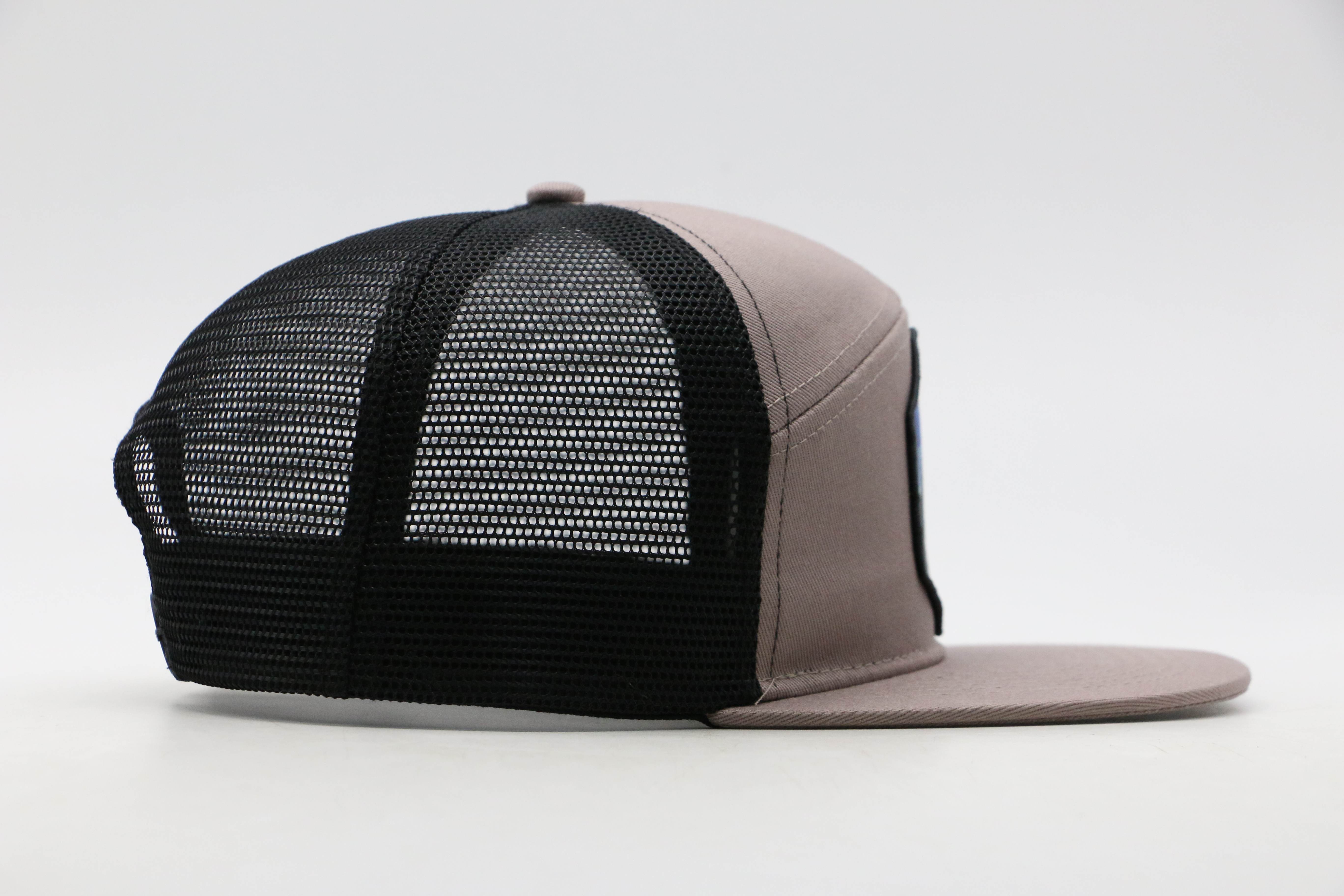 Blue Camping Patch-7 Panel Trucker Hat