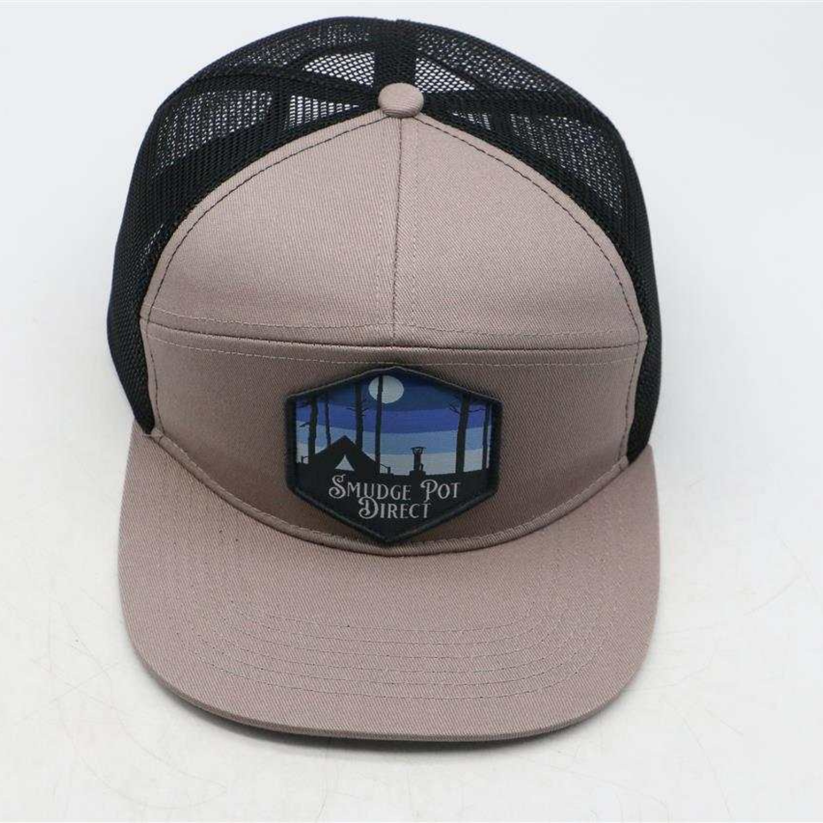 Blue Camping Patch-7 Panel Trucker Hat