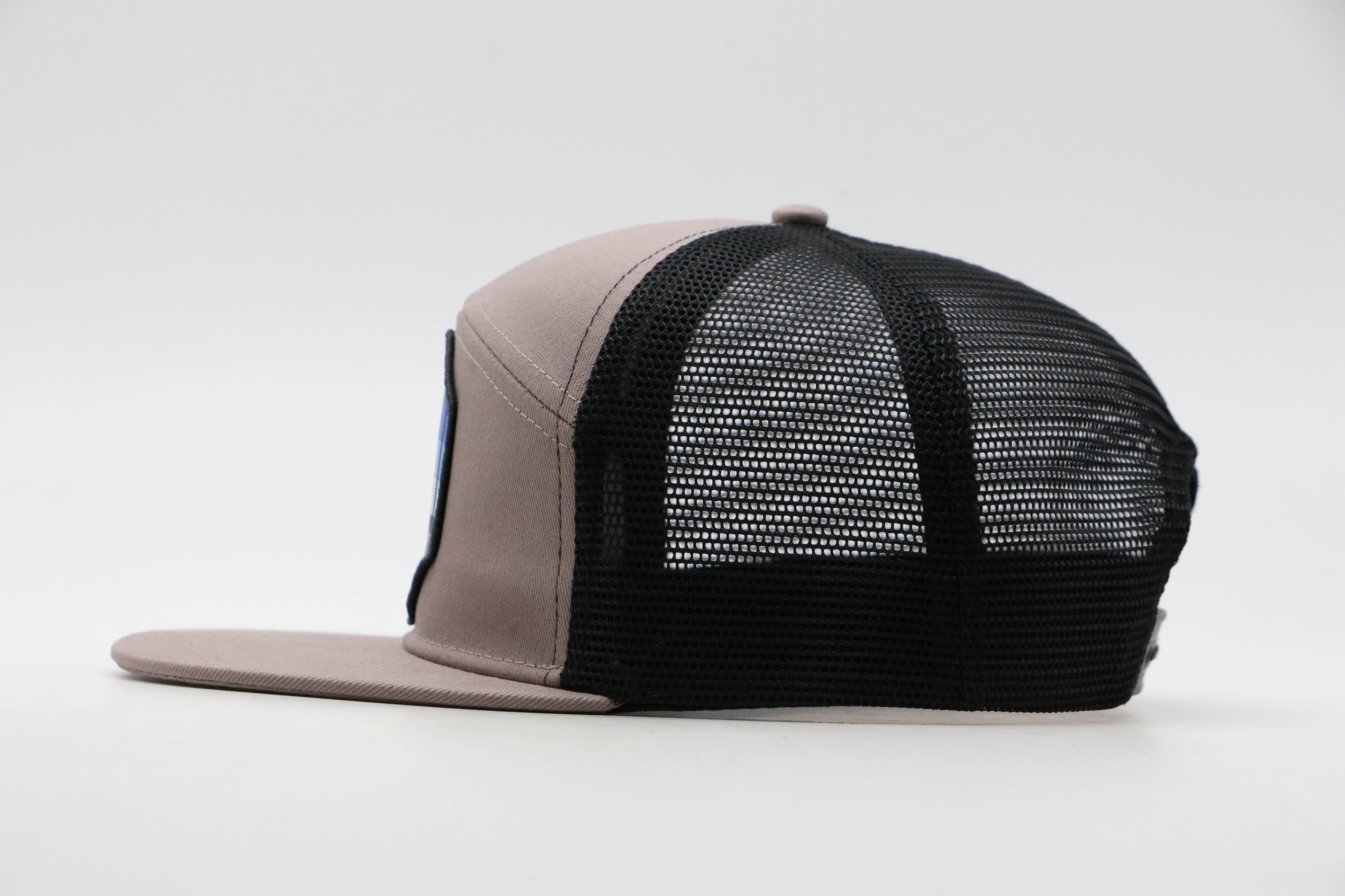 Blue Camping Patch-7 Panel Trucker Hat